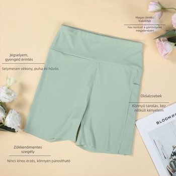Női biztonsági leggings oldalsó zsebbel, Ice Silk anyagból, nyáron vékony, átlátszatlan, plusz méret