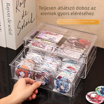 Átlátszó akril asztali tárolóállvány tárolóedényhez és kiegészítőkhöz, pormentes, 2 L kapacitás