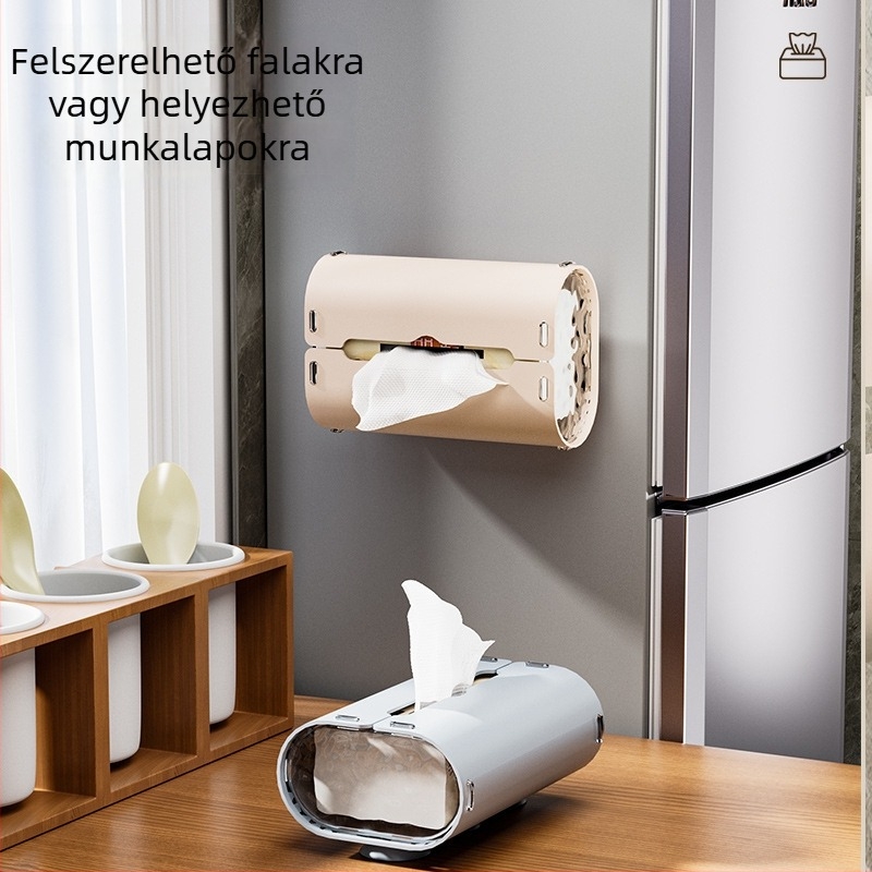 Falra szerelhető zsebkendő tartó szívókoronggal, konyhához, fürdőszobához és az autóhoz.