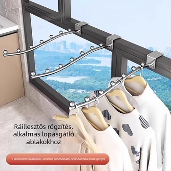Rozsdamentes acél ablakvédő rács ruhaszárítóval és cipőállvánnyal