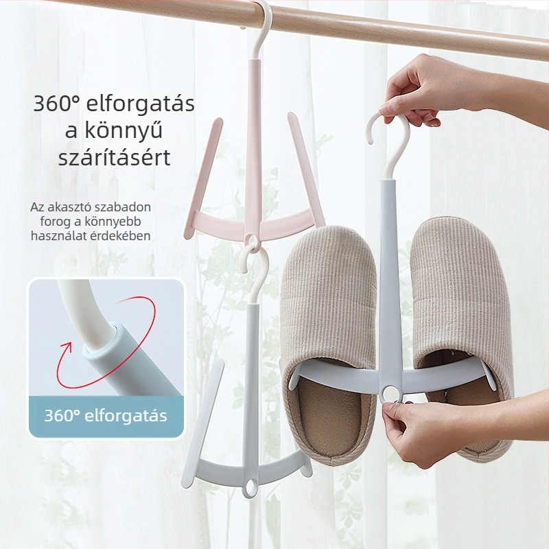 PP anyagból készült ág alakú cipőszárító állvány erkélyhez, szélálló, rögzített, kampókkal