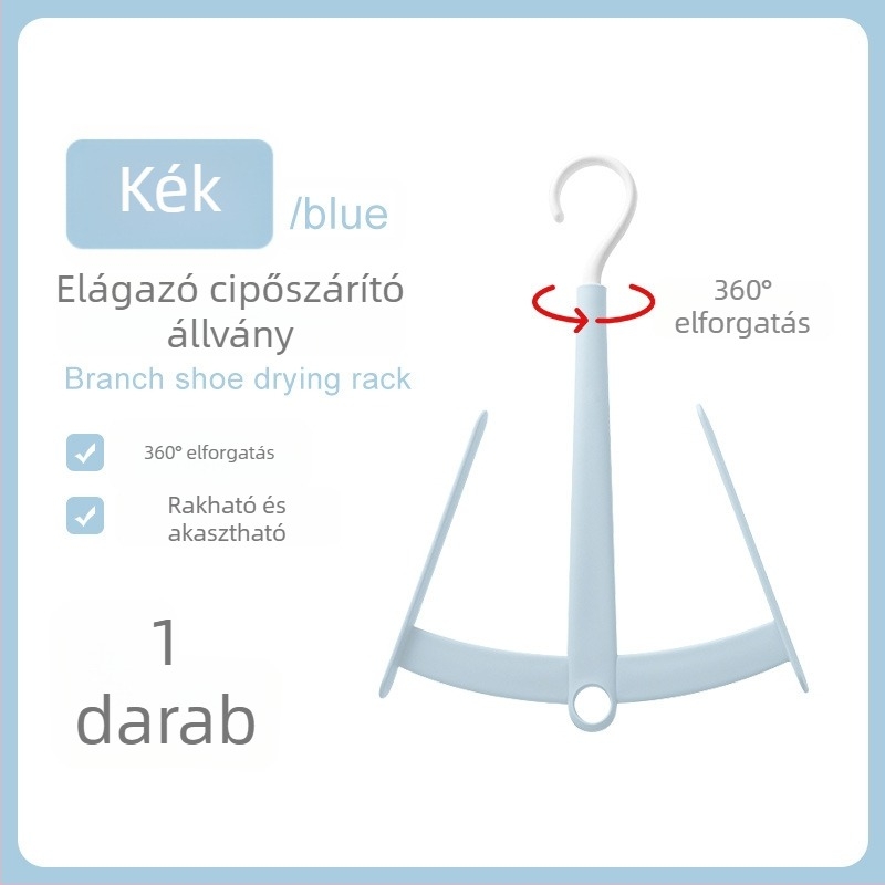 PP anyagból készült ág alakú cipőszárító állvány erkélyhez, szélálló, rögzített, kampókkal