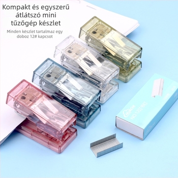 Kreatív mini átlátszó tűzőgép — kompakt hordozható iskolai irodai kellékek készlete