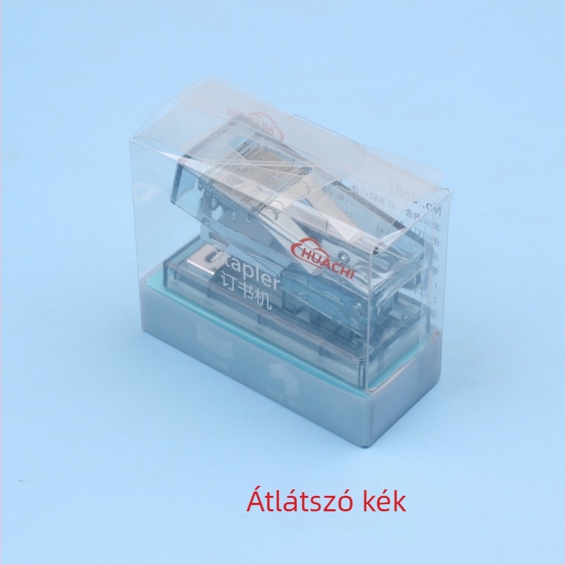 Kreatív mini átlátszó tűzőgép — kompakt hordozható iskolai irodai kellékek készlete