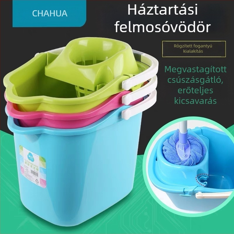 Camellia vastagított mop vödör – kézi nyomású, klasszikus, téglalap alakú, háztartási tisztító vödör