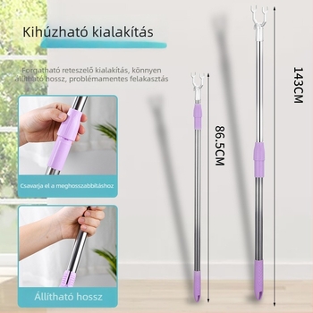 Kihúzható ruhaszárító rúd rozsdamentes acélból, erkélyre, modern minimalista stílus
