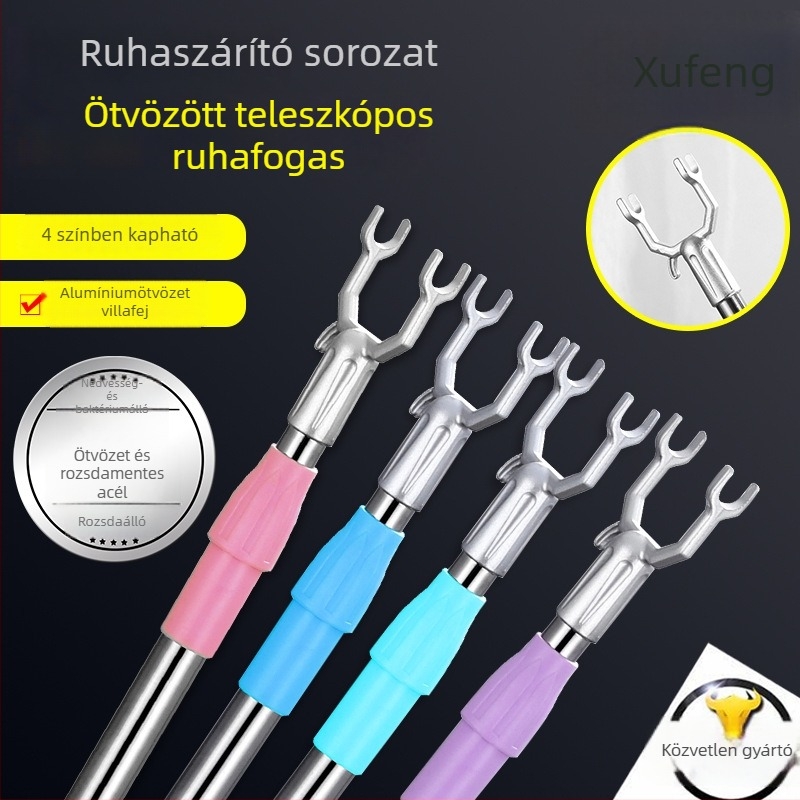 Kihúzható ruhaszárító rúd rozsdamentes acélból, erkélyre, modern minimalista stílus