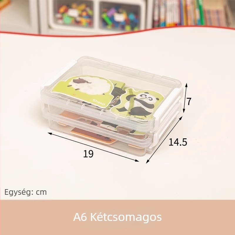 Deer puzzle alkatrész tároló doboz átlátszó rekeszekkel – porálló asztali rendező gyerekjátékokhoz, 6 L