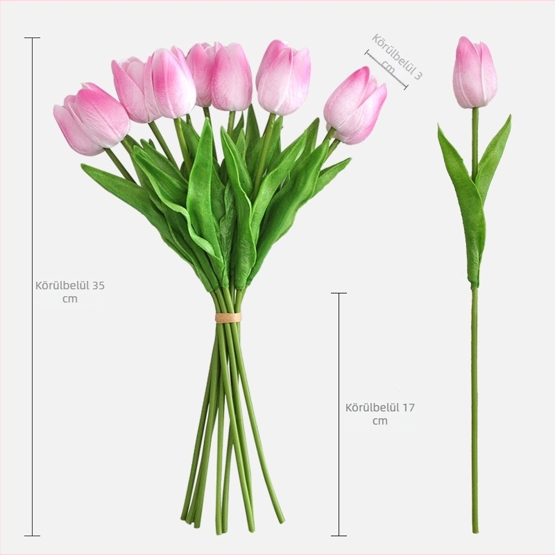 10 darab tulipánból álló csokor, modern minimalista művirág dekoráció