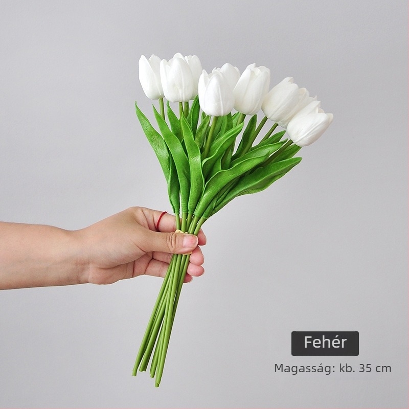 10 darab tulipánból álló csokor, modern minimalista művirág dekoráció