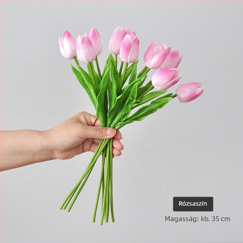 10 darab tulipánból álló csokor, modern minimalista művirág dekoráció