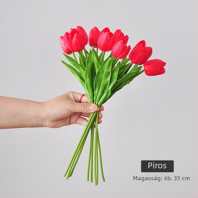 10 darab tulipánból álló csokor, modern minimalista művirág dekoráció