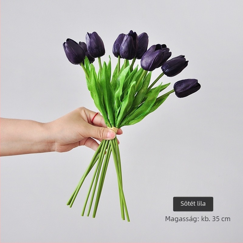 10 darab tulipánból álló csokor, modern minimalista művirág dekoráció