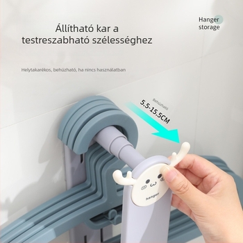 Fúrás nélküli teleszkópos ruhaszárító polc, két szintes, falra szerelhető, szárításra és tárolásra
