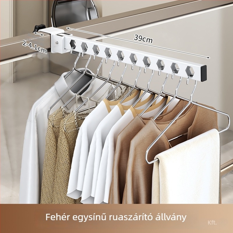 Ruhaszárító állvány csavarozás nélkül, dupla rúddal, összecsukható, beltéri használatra