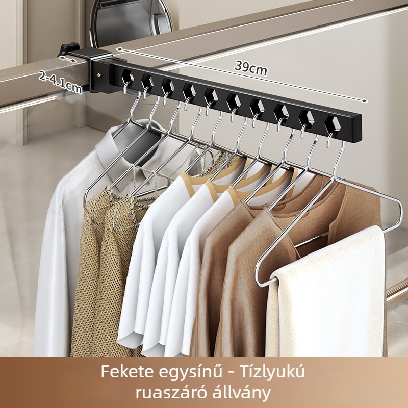 Ruhaszárító állvány csavarozás nélkül, dupla rúddal, összecsukható, beltéri használatra