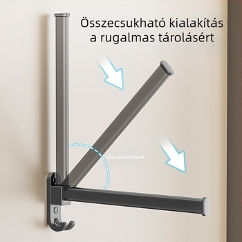 Falra szerelhető ruhaszárító fúrás nélkül, összecsukható, alumíniumötvözetből, balkonra