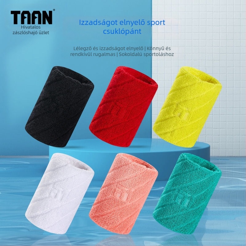 TAAN sportos csuklópánt izzadságszívó, 75% pamut, 20% poliészter, 5% gumi, méret 8x8 cm