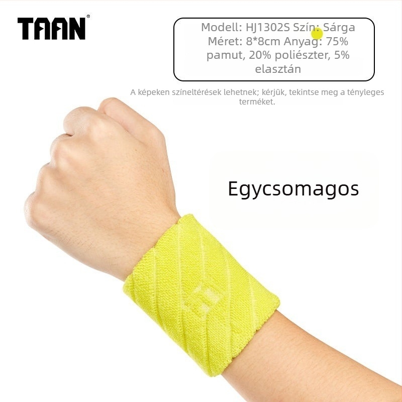 TAAN sportos csuklópánt izzadságszívó, 75% pamut, 20% poliészter, 5% gumi, méret 8x8 cm