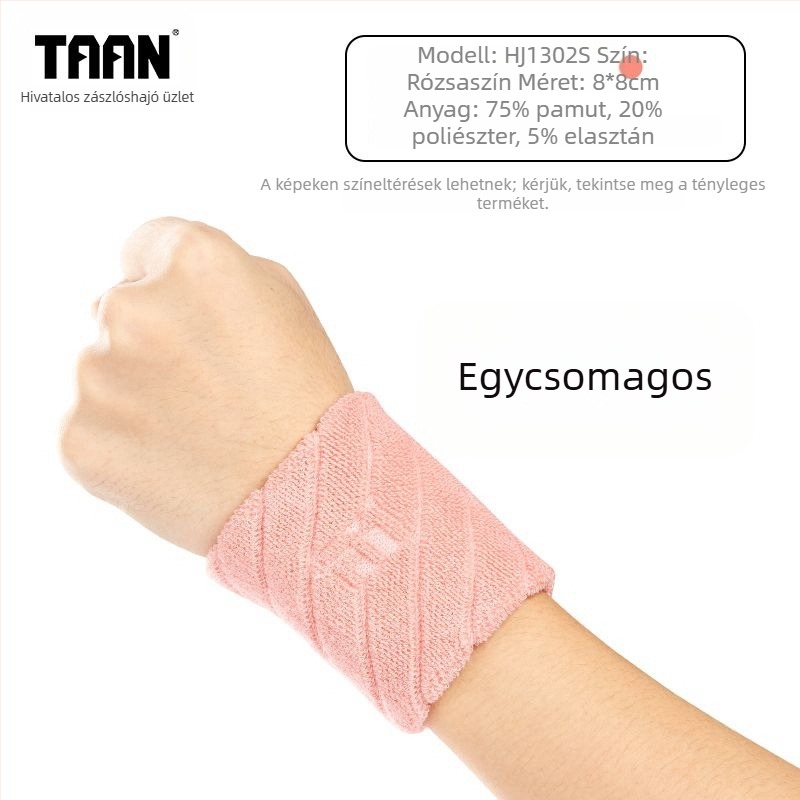 TAAN sportos csuklópánt izzadságszívó, 75% pamut, 20% poliészter, 5% gumi, méret 8x8 cm