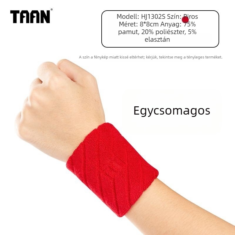 TAAN sportos csuklópánt izzadságszívó, 75% pamut, 20% poliészter, 5% gumi, méret 8x8 cm
