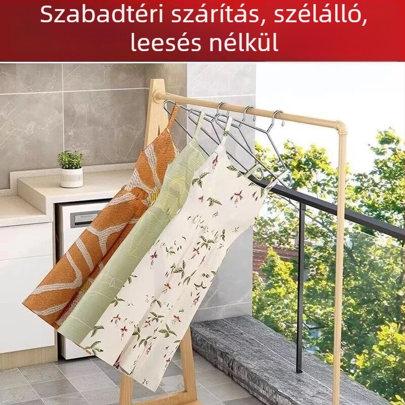 304 rozsdamentes acél ruhaszárító fogas, tömör kivitel, erkélyre, csúszásmentes