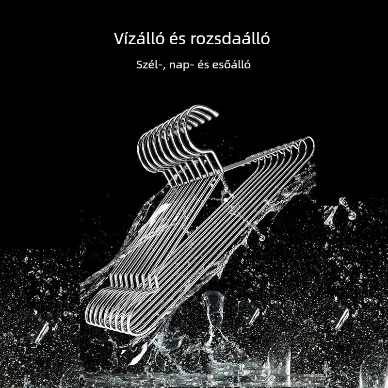 304 rozsdamentes acél ruhaszárító fogas, tömör kivitel, erkélyre, csúszásmentes