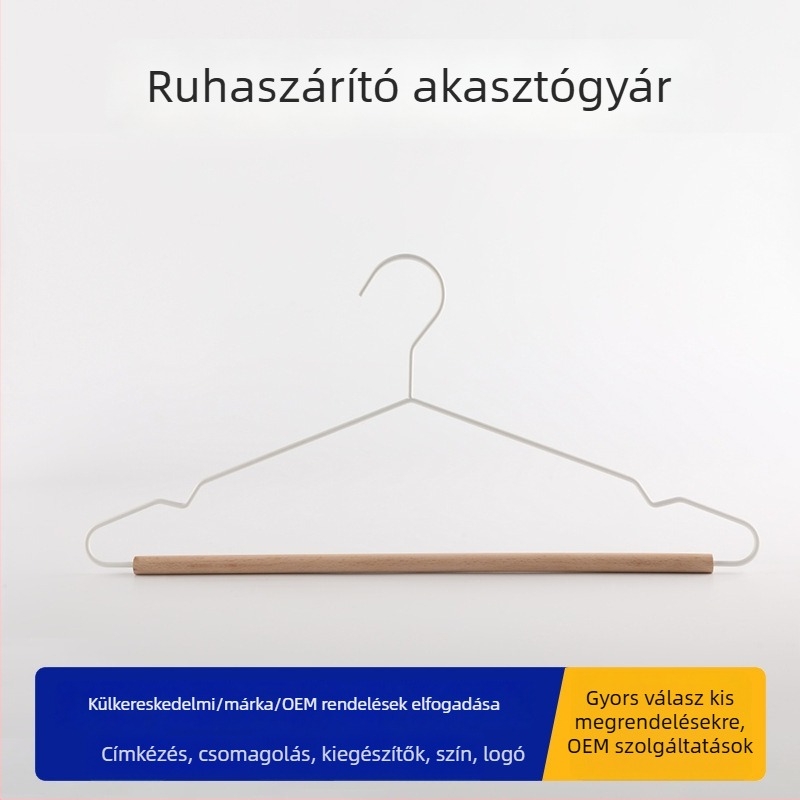 Kovácsoltvasból és masszív fából készült ruhatároló, vastított kialakítás, csúszásmentes, szárításhoz és otthoni tároláshoz