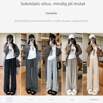 Női puha bársonyos masnis széles lábú nadrág, tavaszi új darab, drapírozott hosszú nadrág, magas derék