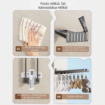 Osszecsukhato falra szerelheto ruhaszaro balkonhoz, tobb klippel