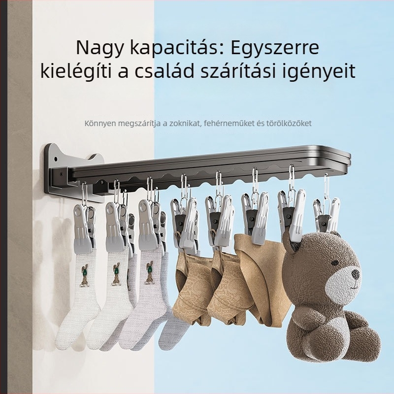 Osszecsukhato falra szerelheto ruhaszaro balkonhoz, tobb klippel