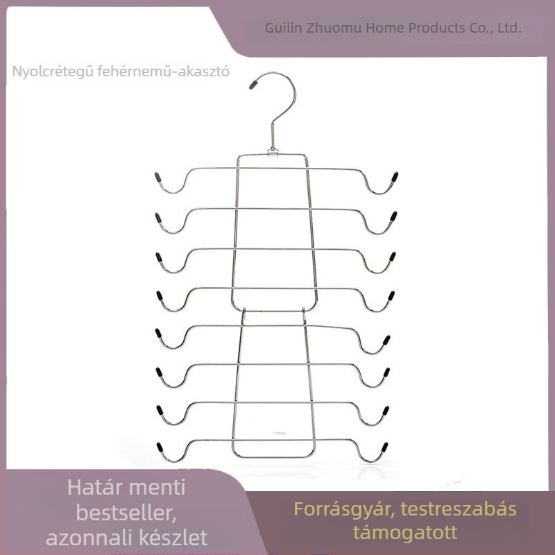 Összecsukható, többrétegű fém fehérnemű- és melltartó tartó műanyag bevonattal a gardróbhoz
