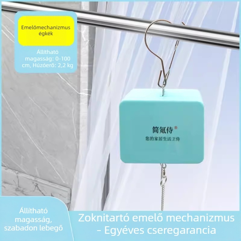 Rozsdamentes acélból készült, állítható és összecsukható zokni- és fehérnemű-emelő