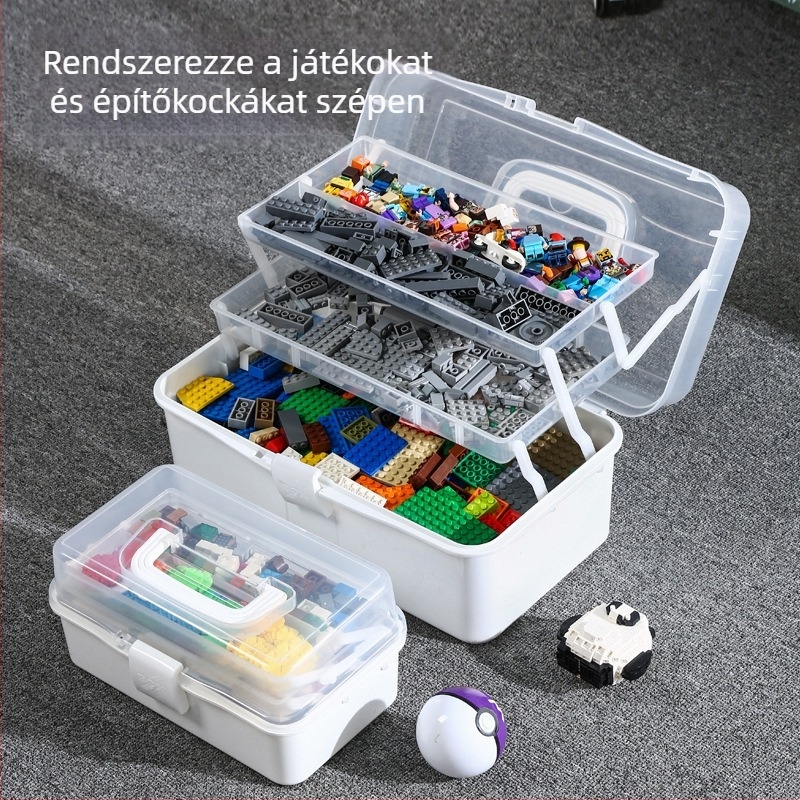 Többszintes LEGO tároló doboz gyerekeknek – építőblokkok és apró alkatrészek rendező