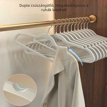 10 db flocked ruhatartó akasztó, sima vállak, csúszásmentes, otthoni tároláshoz