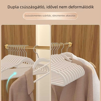 10 db flocked ruhatartó akasztó, sima vállak, csúszásmentes, otthoni tároláshoz