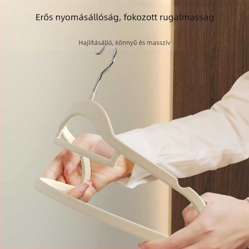 10 db flocked ruhatartó akasztó, sima vállak, csúszásmentes, otthoni tároláshoz