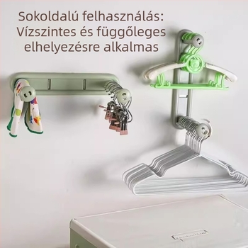 Kinyitható falra szerelhető ruhaszárító akasztóállvány erkélyre, lyukasztás nélküli, többfunkciós tároló