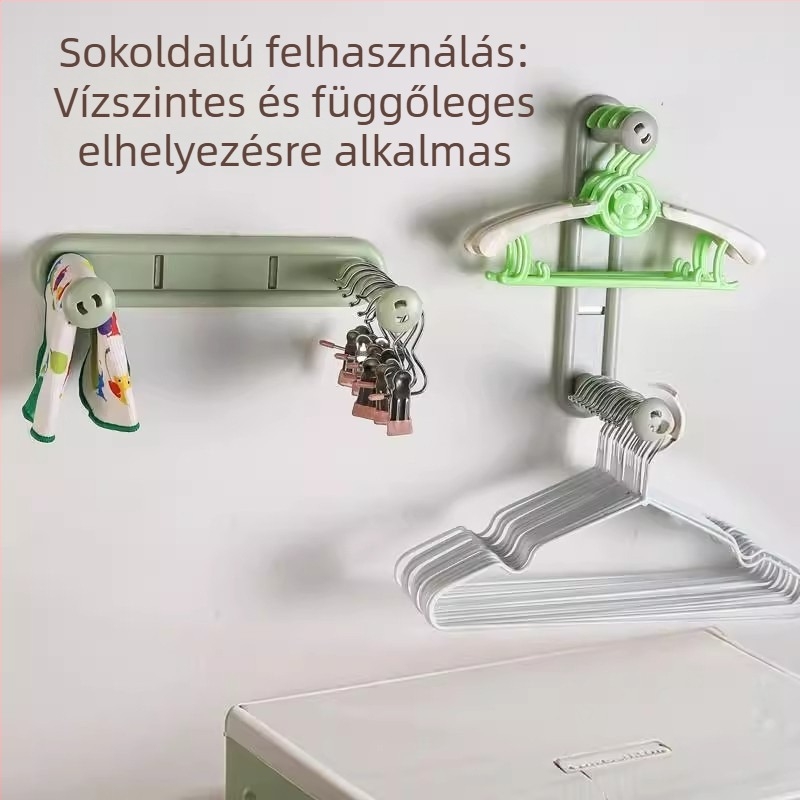 Kinyitható falra szerelhető ruhaszárító akasztóállvány erkélyre, lyukasztás nélküli, többfunkciós tároló
