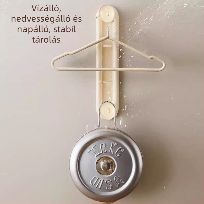 Kinyitható falra szerelhető ruhaszárító akasztóállvány erkélyre, lyukasztás nélküli, többfunkciós tároló