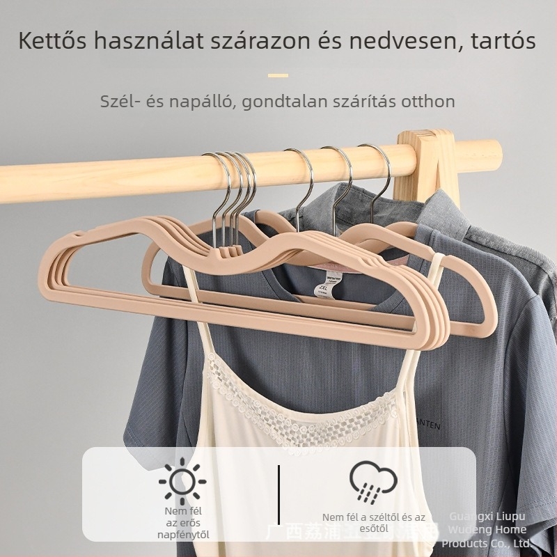 Bőrbarát ruhavállfa, ultra vékony, helytakarékos, gumírozott felülettel, csúszásmentes, nem hagy foltot a ruhákon