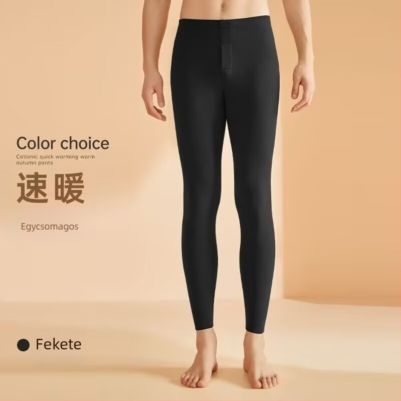 Férfi termál leggings, középmagas derekú, kétoldalas velúr bélés, karcsú szabás, hőszigetelő alapréteg