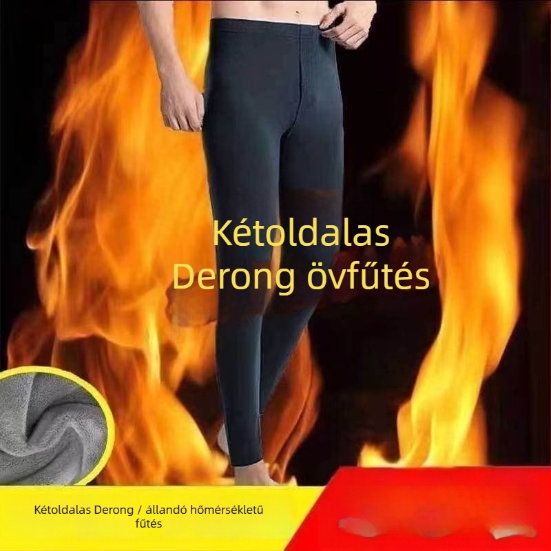 Férfi termál leggings, középmagas derekú, kétoldalas velúr bélés, karcsú szabás, hőszigetelő alapréteg