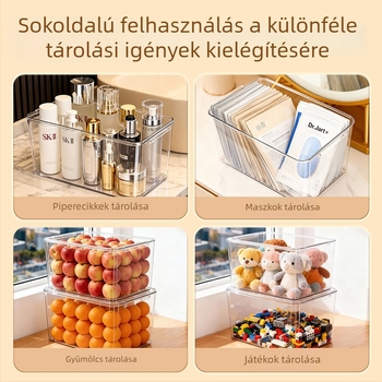 Háztartási multifunkcionális tárolódoboz fedővel, snackekhez, kozmetikumokhoz и egyéb apró tárgyakhoz