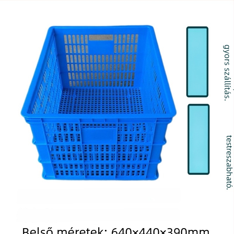 HDPE forgókosár kerettel, külső méretek 680×480×400 mm, belső 640×440×390 mm, teherbírás 100 kg, injekciós formázás, vízálló