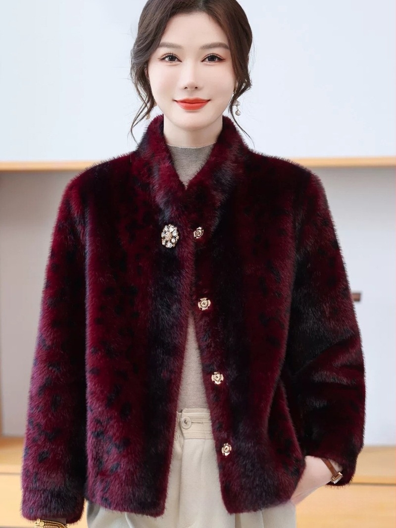 Elegáns középméretű női műszőrme kabát, őszi-téli szezonra, Mink velvet hatás
