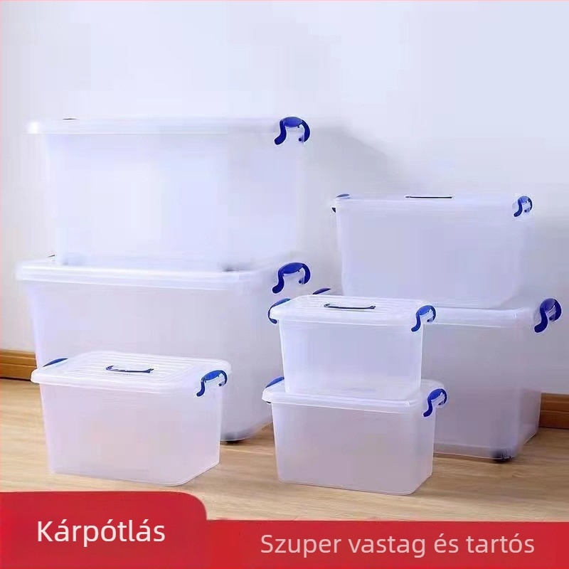 Átlátszó, vastag falú műanyag tároló doboz otthoni gardróbhoz – élelmiszer-minőségű tároló ruhákhoz, játékokhoz és nassolnivalókhoz