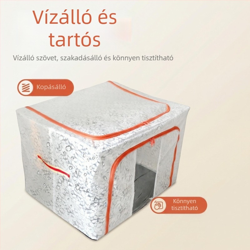 Velúr virágmintás tároló doboz, nagy kapacitású, por- és vízálló textil ruhatároló, összecsukható, 50×40×35 cm, 100–150 L