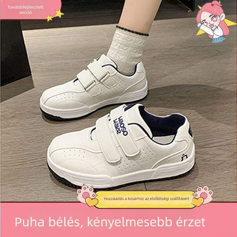Maillard Bread Shoes női Velcro sportcipő, fehér, mindennapi casual sneaker vastag talppal