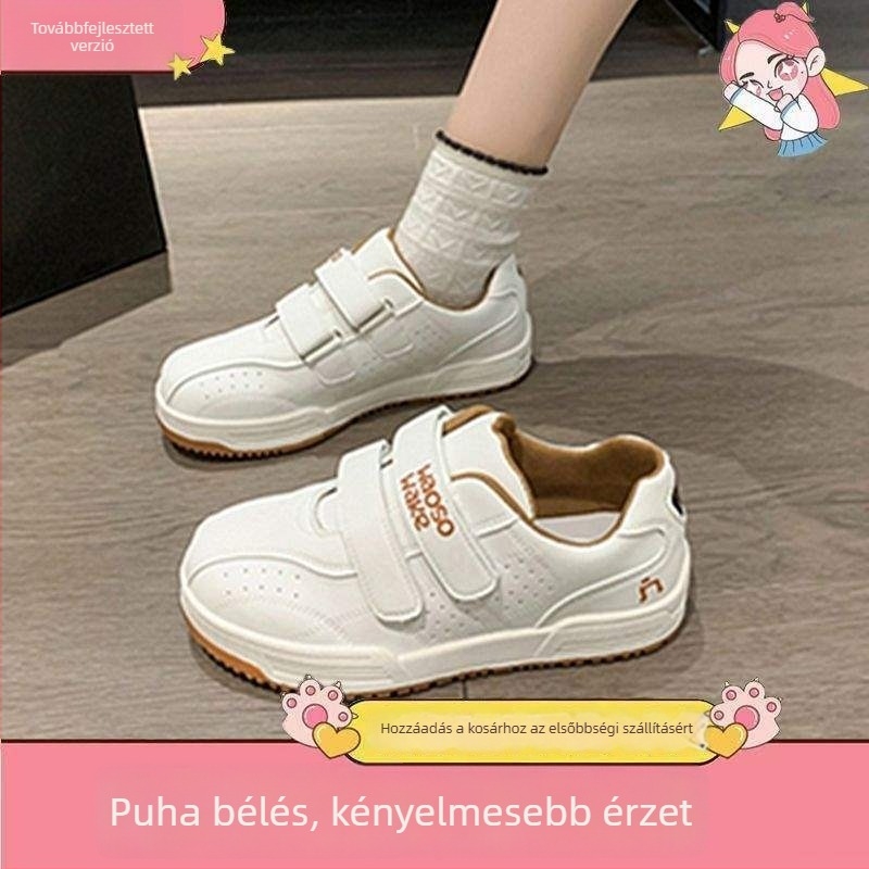 Maillard Bread Shoes női Velcro sportcipő, fehér, mindennapi casual sneaker vastag talppal
